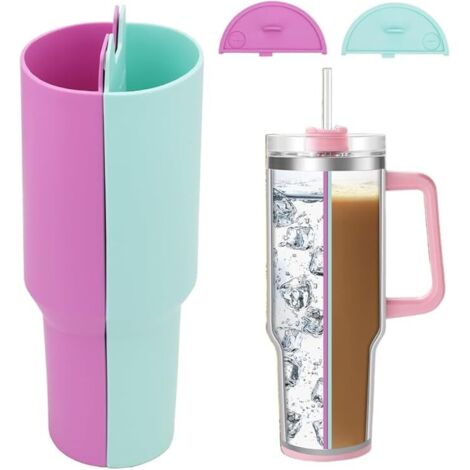 Divisor de bebidas 2 en 1, inserto de silicona de 450 ml para taza de silicona reutilizable Stanley para café, jugo, cócteles, whisky, bebidas de doble cara, accesorios para tazas Stanley (1/5)