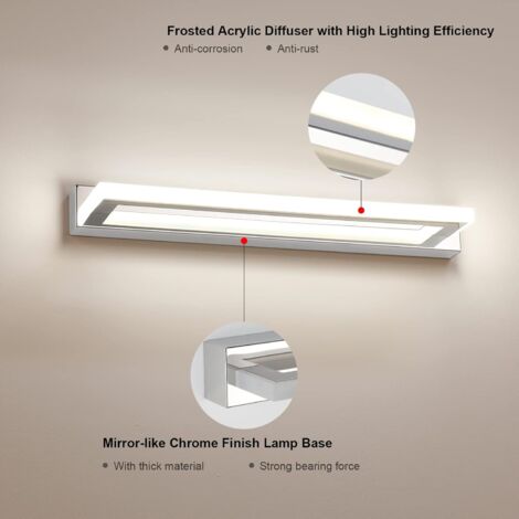 Lámpara LED Para Espejo De Baño 5W - Luz Neutra, 40 Cm, Cromo Pulido, Moderna