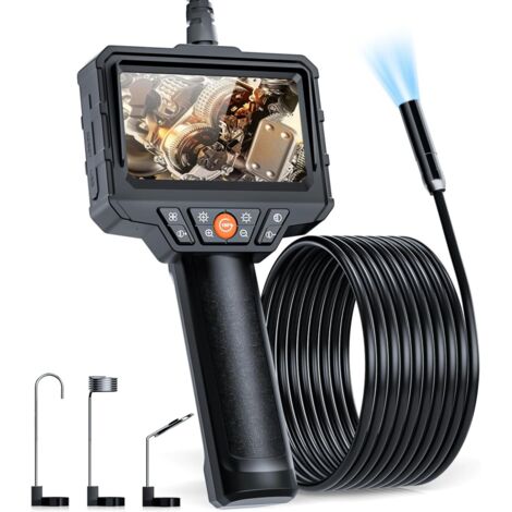 Cámara endoscópica con pantalla y luz, cámara de inspección industrial Ennovor 1920P HD, pantalla IPS de 4,3 pulgadas y 8 LED ajustables, cable semirrígido de 5 m
