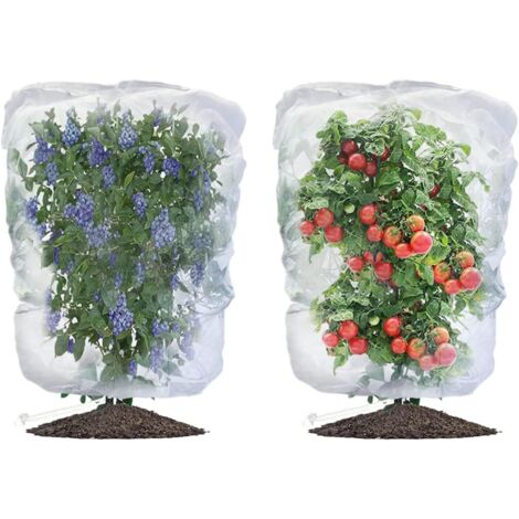 Red para árboles frutales, mosquitera para plantas, protección contra insectos, con cordón y cremallera, para proteger plantas en maceta (0,7 x 1 m)