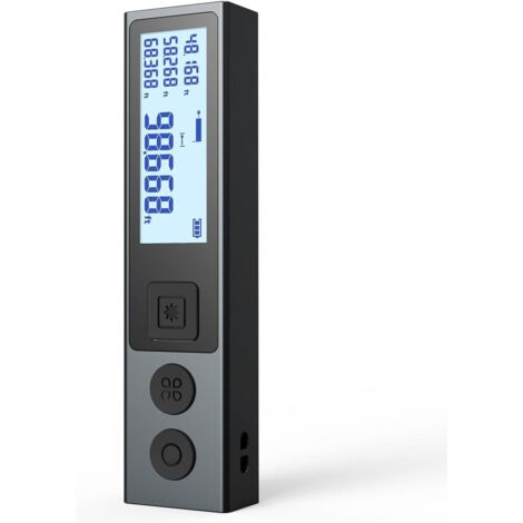 Mini Telémetro Láser, Recargable Medidor Láser Portátil Metro Láser con 2 Pulgada LCD Pantalla Retroiluminada, diseño de Carcasa de aleación, Cálculo de Distancia, Área, Volumen, Pitágoras (1/5)