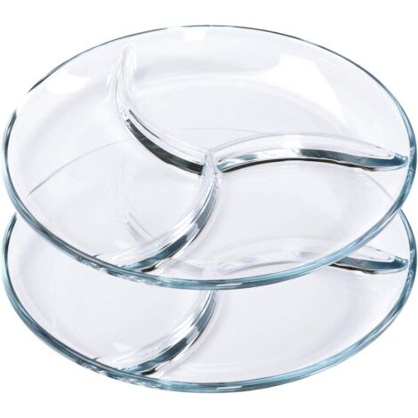Juego de platos de vidrio para adultos, bandeja de aperitivos de diseño, juego de 2 platos de mesa - D 25 cm, 2 piezas (1/5)