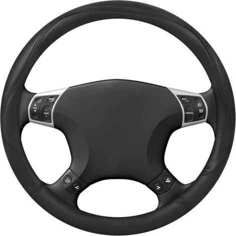 Funda Volante Coche, Material de Cuero, Funda Volante Coche Universal, Funda para Volante Coche de 37-38 cm, Antideslizante, Universal, Negro (1/5)