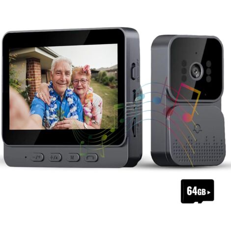 Videoportero inalámbrico 1080P con pantalla IPS de 4,3 pulgadas, timbre inalámbrico con cámara, no requiere WiFi, audio bidireccional, función de visión nocturna, videoportero inalámbrico + tarjeta de