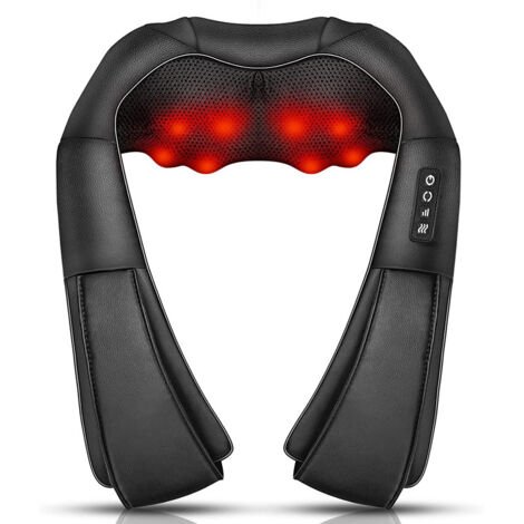 Masajeador cervical, masajeador de espalda, cuello y hombros con calefacción, dispositivo de masaje shiatsu eléctrico con bolsa de almacenamiento, velocidad ajustable con rotación 3D, regalo para madr