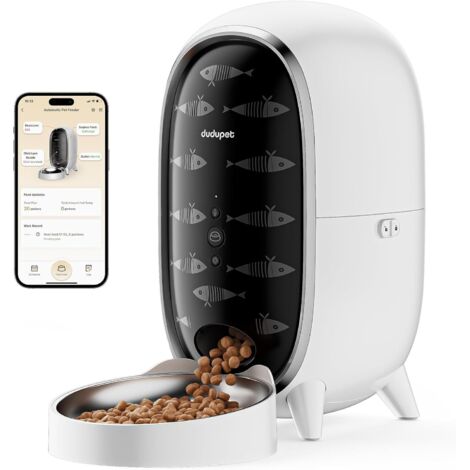 Dispensador automático de comida para gatos - Comedero de 3 L con aplicación WiFi 2.4G, hasta 15 raciones/10 comidas al día, función de grabación de sonido, diseño de pingüino