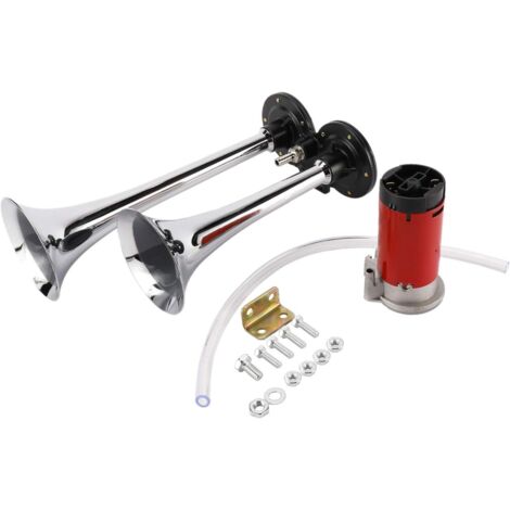 Bocina de aire 12V/150dB 290mm Súper Loud Dual Trompeta Air Horn Compressor Kit para coche para moto barco camión tren