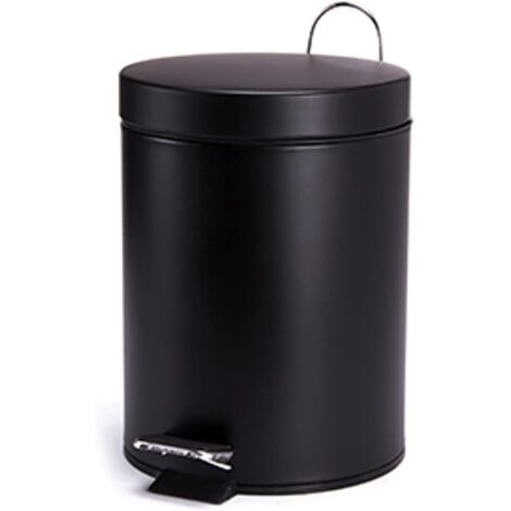 Papelera con pedal de acero inoxidable negro mate de 3 l (1/5)