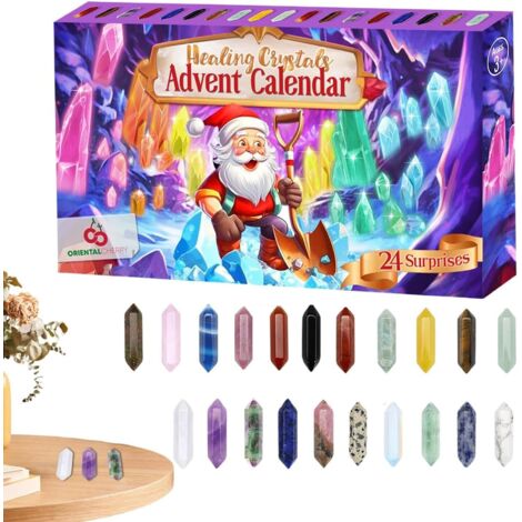 Calendario de Adviento navideño, calendario de cuenta regresiva de 24 días con cristales - Idea de regalo para niñas, decoración de fiestas, niños, familia, oficina, yoga, meditación (1/5)