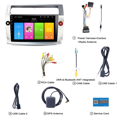 2+32GB Android 13 Radio Coche para Citroen C4 2004-2009 Radio Carplay Android Auto Inalámbrico, IPS 9" Pantalla Táctil con Cámara Trasera, Bluetooth Manos Libres, Navegación GPS