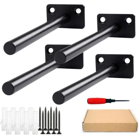 soportes invisibles para estantes flotantes de 15 cm, de metal, con fijación oculta, para estanterías de pared de madera, con destornillador Phillips. (1/5)