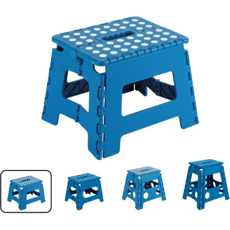 Taburete Plegable Cocina o Baño Escalera Pequeña Taburete Infantil Banqueta Escalón para Adultos y Niños (hasta 150Kg) 22 cm de Altura Azul