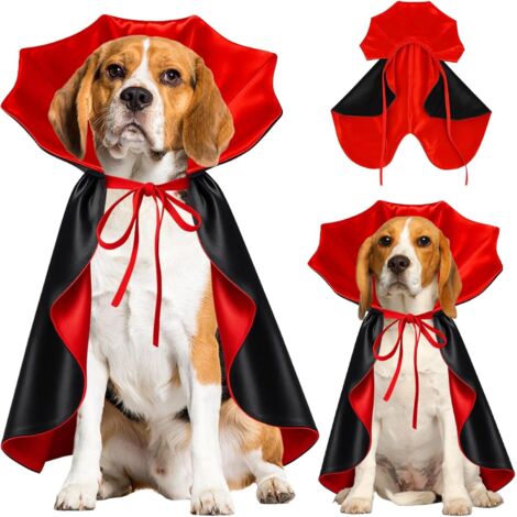 Disfraz de Halloween para perro, capa para perros medianos y grandes - Divertido disfraz de Halloween rojo y negro con armadura para el cuello y correa ajustable - Idea para fiesta de vampiros y