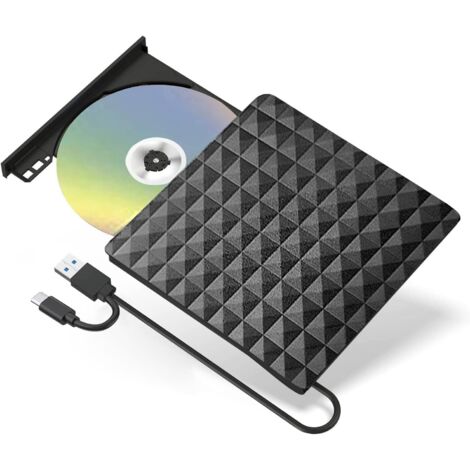External DVD Drive, USB 3.0 Type-C CD DVD +/-RW Optical Drive USB C Burner Slim CD/DVD ROM Rewriter Writer Reader Portable for PC Laptop Desktop MacBook Mac Windows 7/8.1/10 Linux