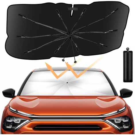 Parasol Coche,Parasol Coche Delantero Plegable Actualizado Quitasol Coche Protección UV y Bloqueo Térmico para la Mayoría de Los Coches (135×78 cm) (1/5)