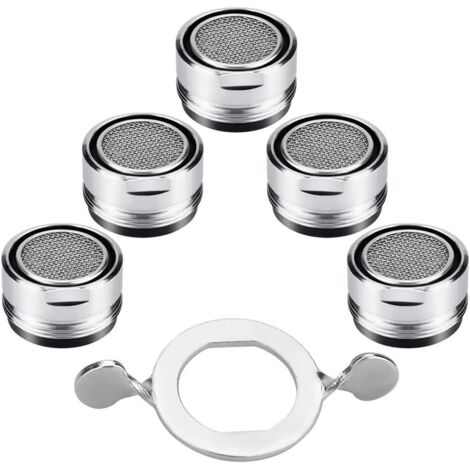 5 Pack Filtro Grifo Cocina 24mm Filtro Grifo Lavabo Filtro Aireador Grifo Cocina Filtro para Llave de Cocina Difusor Grifo Roca para Grifo Cocina Baño + 5 Pcs Junta de Goma + 1 Pcs Llave