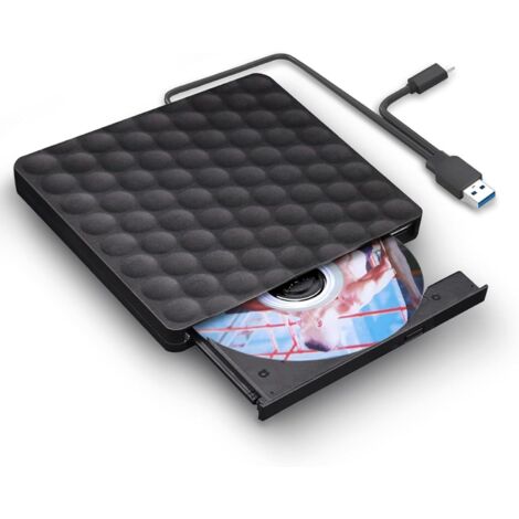 Grabadora DVD Externa, Grabadora de DVD/CD +/-RW, Unidad Externa USB 3.0 y Type-C, Dispositivo Lector de Tarjetas portátil Ultrafino Compatible con Windows 11/10/8/XP/Linux/MacOS