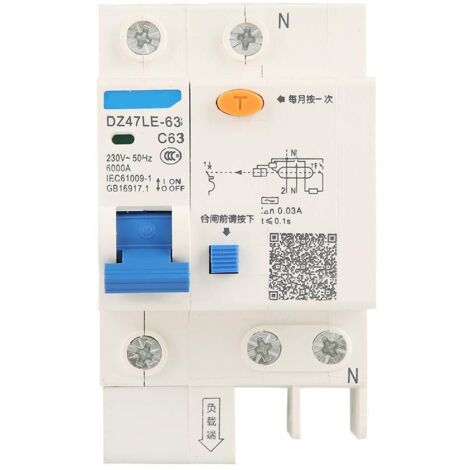 Disyuntor diferencial miniatura de alta confiabilidad DZ47LE-32, 30 mA, 1P+N, 230 V, 63 A, para decoración del hogar (1/5)