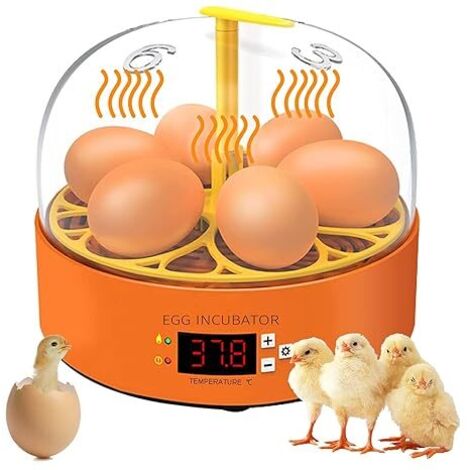 Incubadora de huevos, incubadora de aves de corral totalmente automática de 6 huevos, con volteo automático de huevos y control de temperatura, incubadoras digitales, adecuadas para huevos, huevos de