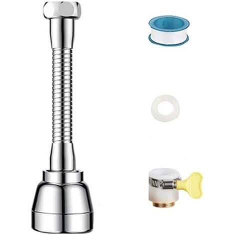 Extensor de grifo de cocina, extensor universal de latón de 172 mm para grifo de fregadero, grifo flexible de 360°, presurización antisalpicaduras de tres modos, accesorios de instalación (plateado)