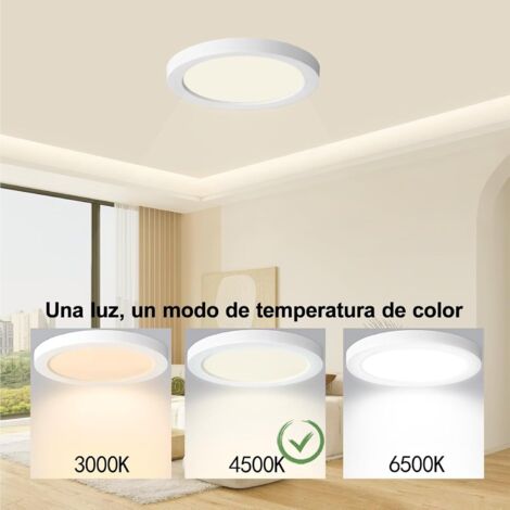 NIBSHOOM Plafon LED Techo Redonda Plana 6500K,18W/1800LM/IP44 Resistente Al Agua Lámpara De Techo,Modernos Sencillo Plafones Para Techo LED Para Baño Salon Cocina Dormitorio,220 * 17mm
