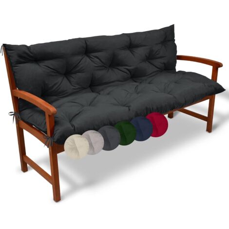 Cojín para banco de jardín – Cojín de exterior para jardín, terraza y balcón – Cómodo colchón de exterior – 100 x 50 x 50 cm – Gris grafito