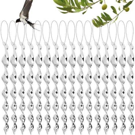 Paquete de 16 ahuyentadores de pájaros en espiral reflectantes, veleta para balcón y jardín, altamente efectivos para ahuyentar cuervos y mirlos, protección para el hogar.