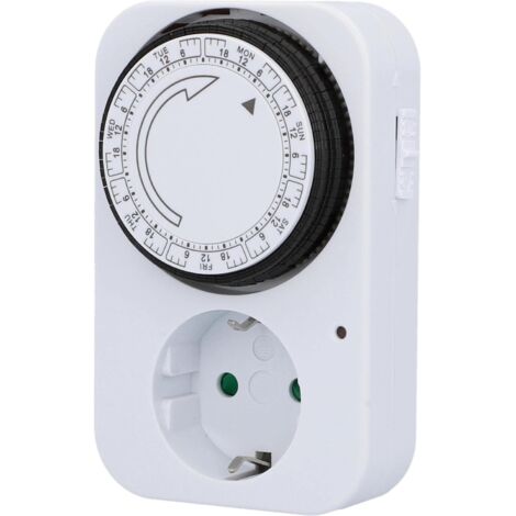 Temporizador semanal mecánico para Interiores, IP20, analógico, Blanco, 2 Horas de intervalo Ajustable (1/5)