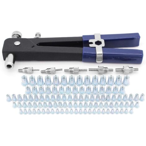 110 piezas de remachadora de tuercas, alicates de remachado con inserto roscado, herramienta profesional de remachado M3 M4 M5 M6 M8, kit de alicates de remache pop.