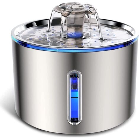 Fountain for Cats, Automatic Cat Fountain 2.5L Stainless Steel Water Cats Fountain with Water Level Window, Super Quiet Water Pump (1/5)