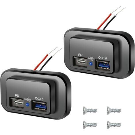 2pcs Car Charger Fast Charging, 12V 4.8A Dual USB Port Car Charger Socket Socket with Waterproof LED for Cars Boats Trucks RVs Motorhome (1/5)