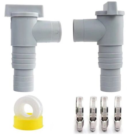 Válvula de mantenimiento/cierre de piscina con conector de manguera de 32/38 mm, válvula de piscina de doble división, válvula de émbolo, accesorios para piscinas elevadas y bombas de piscina (paquete