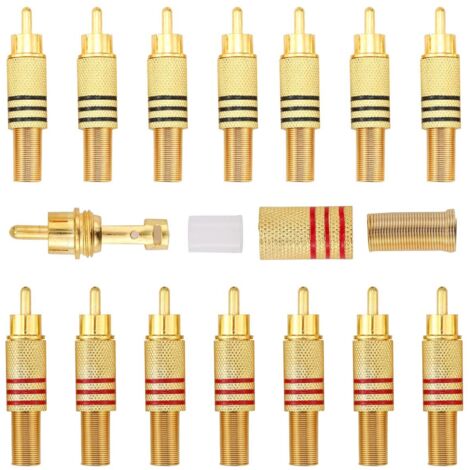 14 conectores RCA chapados en oro, adaptadores de audio y video RCA macho para cable coaxial (1/5)
