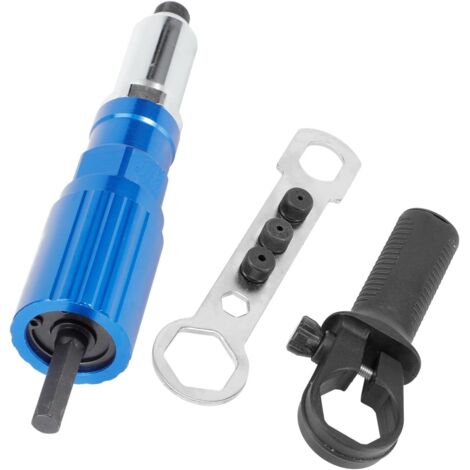 Kit de fijación de remaches para taladro eléctrico, conector de conversión de remachadora eléctrica, adaptador de remache con llave para remaches ciegos. (1/5)