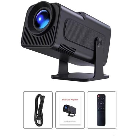 Proyector portátil mini HY320mini, versión mejorada de 2024, resolución FHD 4K (1920 x 1080p), controles duales, ratón, Android TV, WiFi 6, BT 5.2, rotación de 270°, HDMI/TV Stick/USB/PS5, con HDMI y 