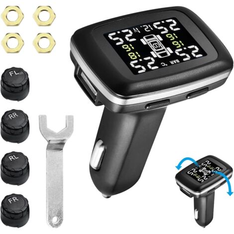 Sistema de control de presión de neumáticos, sistema inalámbrico de control de presión de neumáticos TPMS, 6 modos de alarma, brillo de pantalla y ángulo de visión ajustables para autocaravanas, SUV y (1/5)