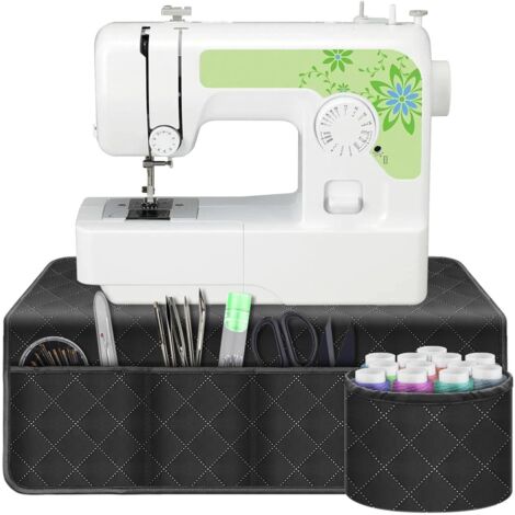 Tapete para máquina de coser de mesa, tapete con 4 bolsillos, almacenamiento de accesorios, tapete de transporte para máquina de coser para clases y decoración