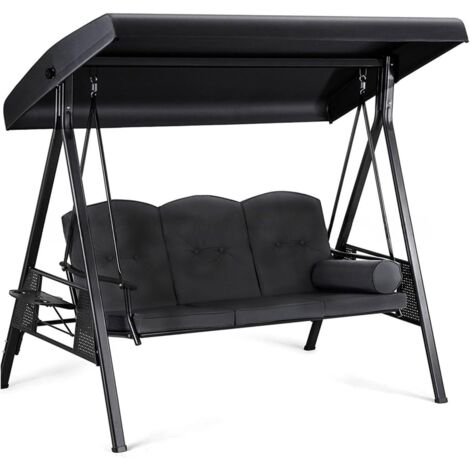Toldo universal para columpio Hollywood - Impermeable - Protección contra la lluvia y el sol - Tela Oxford 210/420D - Negro - Parasol para exteriores (210D)