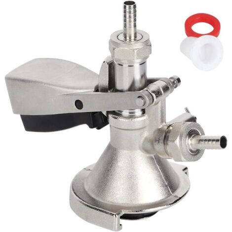 Acoplador de barril tipo A para dispensadores de cerveza, acero inoxidable 304 con válvula de seguridad de alivio de presión, acoplador de barril, dispensador de cerveza de barril para sistemas de ela (1/5)