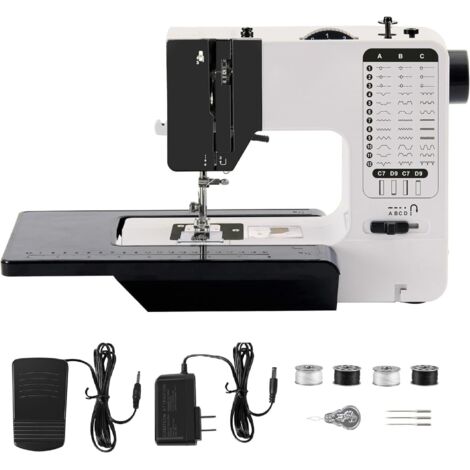Máquina de coser profesional con mesa de costura grande, máquina de coser portátil y versátil, máquina de coser para principiantes con 38 programas de costura, 2 velocidades ajustables y pedales.