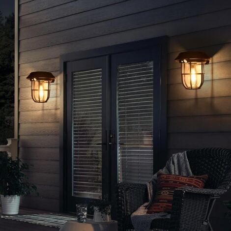 Juego de 2 luces solares para exterior con sensor de movimiento, apliques de pared, lámparas colgantes vintage para patio o terraza.
