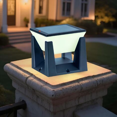 Juego de 2 tapas solares para postes - Tapas para postes de lámparas solares de 7x7, 8x8, 9x9, 10x10 cm - Resistentes al agua IP65 - 1012 horas - 3 colores - Lámpara solar exterior para jardín, para p