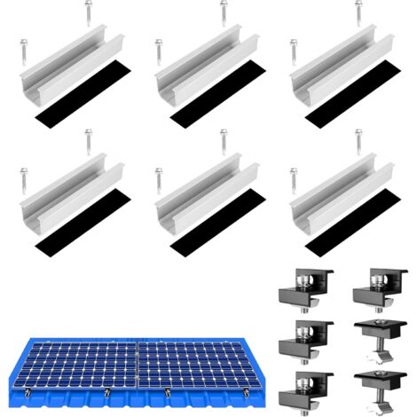 Kit de montaje para paneles solares de 12 cm y accesorios, anodizado negro, ajustable de 30 a 35 mm, para paneles solares, techos metálicos, techos planos, kit de montaje fotovoltaico (1/5)