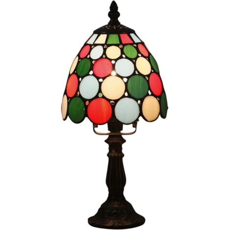Lámpara de mesa, creativa y sencilla, estilo Tiffany europeo, con base de aleación de zinc de 15 cm para una iluminación colorida en la sala de estar y el dormitorio. (1/5)