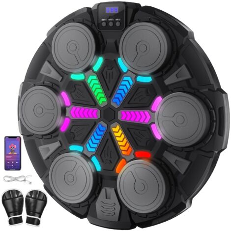 Máquina de boxeo musical, máquina de boxeo de pared con guantes, 3 modos, velocidad ajustable, para entrenamiento de boxeo en casa para niños y adultos.