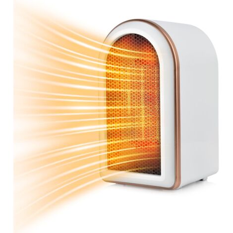 Calefactor cerámico de 1200 W - Mini calefactor silencioso - Calefactor eléctrico con dos niveles de potencia - Pequeño calefactor eléctrico para usar en la oficina, el salón o el dormitorio