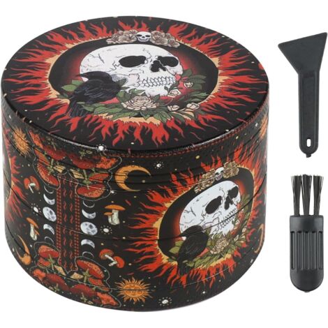 Molinillo de metal grande de 63 mm, triturador, molinillo esqueleto, molinillo de especias con raspador y cepillo de plástico, molinillo de especias de 4 capas (1/5)
