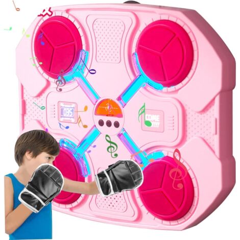 Boxeador musical para niños con función de puntuación, inteligente, con Bluetooth y música, para montar en la pared, con Beatpunch y guantes, juegos de boxeo para hacer ejercicio en casa (rosa) (1/5)