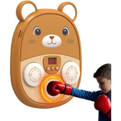 Máquina de boxeo musical, máquina de boxeo musical con forma de oso, bandeja de boxeo musical con entrenador de boxeo musical, equipo de entrenamiento de boxeo para niños. (1/5)