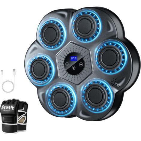 Máquina de Boxeo Musical para Adultos - Set de Boxeo Musical Inteligente con Bluetooth para Montar en la Pared con Guantes de Boxeo, 9 Modos de Velocidad y Modo de Conteo para Adultos y Niños (1/5)